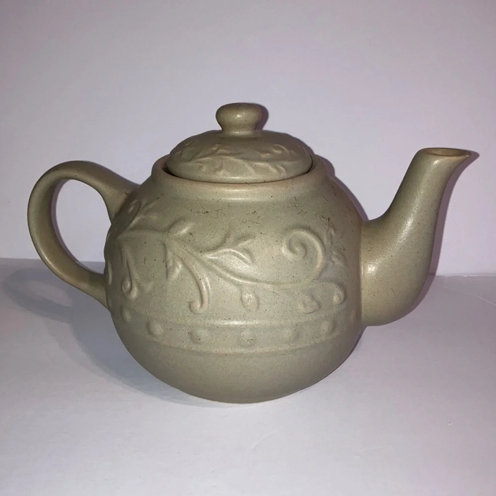 Vintage Tan‎ Large-vine Stoneware Teapot